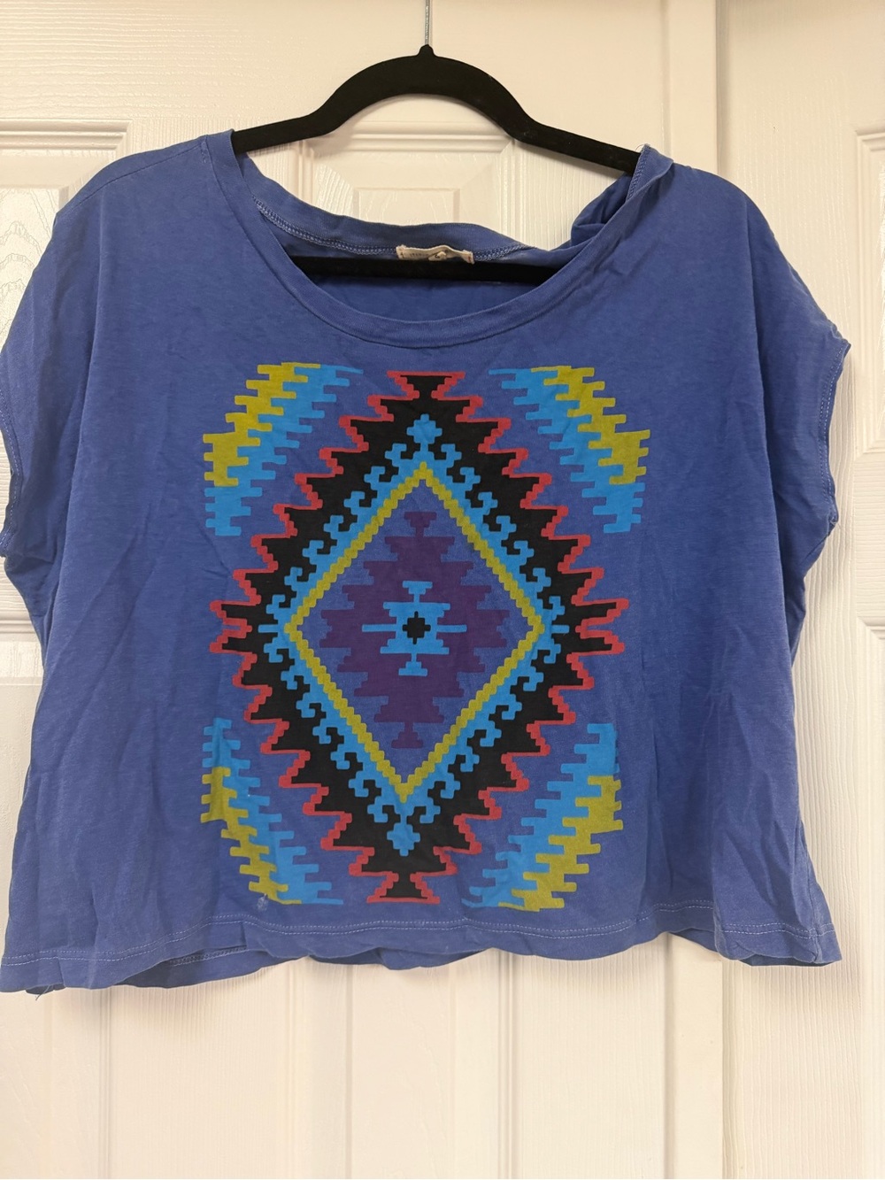 Nordstrom Blue Aztec Graphic Crop Top